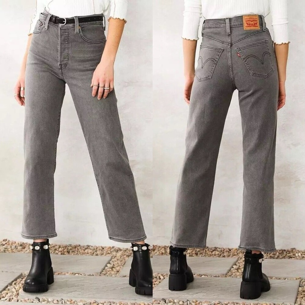 Levi's Women's Ribcage Straight Ankle‎ Jeans, Grey (Sz 24)